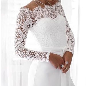 Off Shoulder Eyelash Lace Patchwork Belted Romper